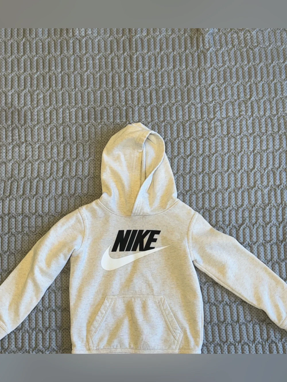 Nike Kids Light Gray Hoodie with Black & White Logo